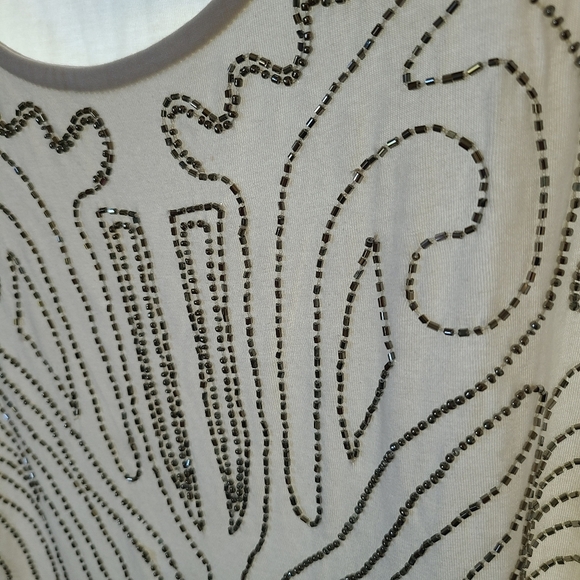 Soft Surroundings White Long Sleeve Beaded Top Medium - Picture 2 of 6